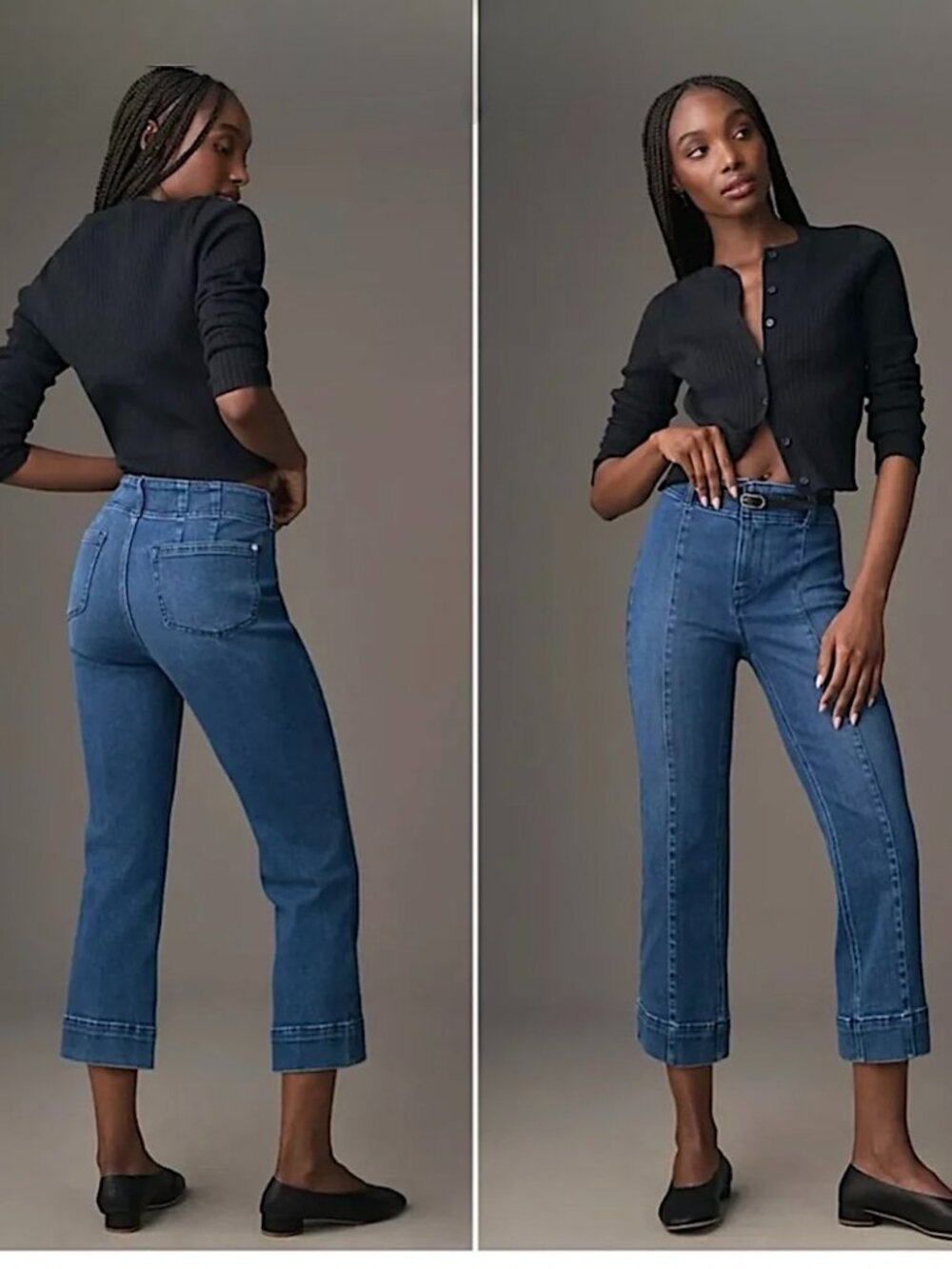 ANTHROPOLOGIE X PILCRO 70's Slim High Rise Cropped Jeans Seams Stretch Blue 29